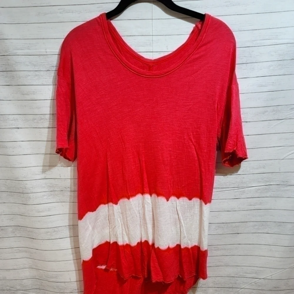 WE THE FREE COLOR BLOCK TUNIC LENGTH RAW HEMS T-SHIRT SZ SMALL